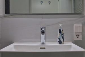 梅肯博伊伦STERK Apartments - idyllisch - modern - stilvoll的浴室水槽和肥皂机