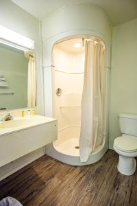 斯威特沃特Marifah Inn Sweetwater的带淋浴、卫生间和盥洗盆的浴室