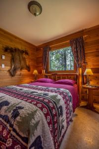 泰特若讷卡什米卡山山林小屋及小木屋的小木屋内一间卧室,配有一张床