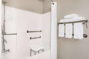 白鱼镇白鱼贝蒙特旅馆套房酒店的带淋浴和毛巾的白色浴室