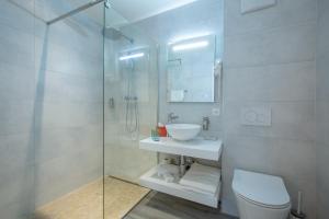 BuchillonAuberge des Grands Bois的浴室配有卫生间、盥洗盆和淋浴。