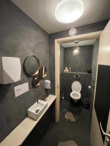 鹿特丹瑟斯比耶谢尔酒店的一间带卫生间和水槽的浴室