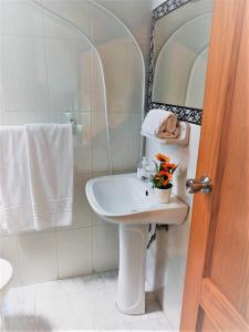 塞维利亚SevillaDream的白色的浴室设有水槽和镜子