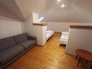 考纳斯A&L private rooms in Kaunas的客厅配有沙发和1张床
