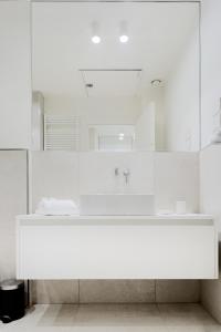 米兰Touch&Go - via Gaetano Previati 38, Milano的白色的浴室设有水槽和镜子