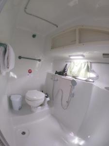 圣米格尔德阿沃纳Luxury Boat KARAMBA I的白色的浴室设有卫生间和水槽。