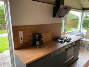 SchoorldamRekerlanden 98的厨房配有带咖啡壶的吧台