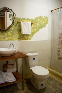 麦德林Refugio del Jaguar的一间带卫生间和水槽的浴室