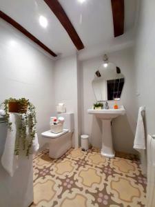 VimbodíCal Passió的一间带水槽、卫生间和镜子的浴室