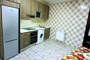 巴拉卡Apartamento centro Barakaldo BEC, Parking Incluido的厨房配有白色冰箱和洗碗机。