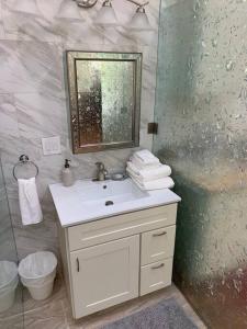 洛思加图斯Mountain Lodge Estate的白色的浴室设有水槽和镜子