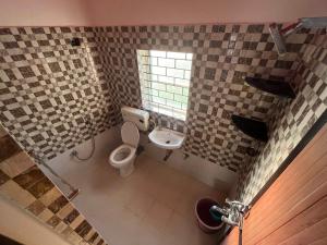 莫尔吉姆Morjim Guest House的一间带卫生间和窗户的浴室