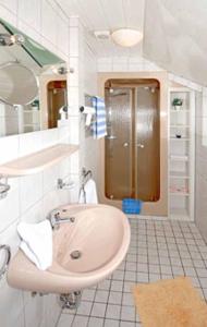 温特贝格道夫克鲁格餐厅酒店的一间带水槽和淋浴的浴室