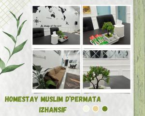 Bandar PenawarHomestay Muslim D Permata Izhansif的客厅和房间照片的拼合