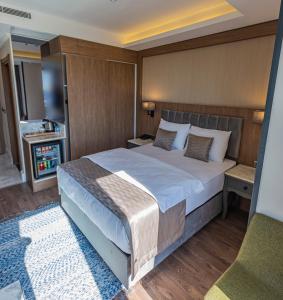 伊斯坦布尔Hamitbey Hotel Yenikapı的一间卧室,卧室内配有一张大床
