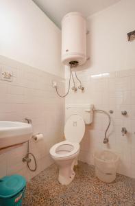 马拉里Mars Monkey Hostel & Cafe的一间带卫生间和水槽的浴室