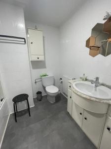 帕伦西亚San Pablo, piso céntrico的白色的浴室设有卫生间和水槽。
