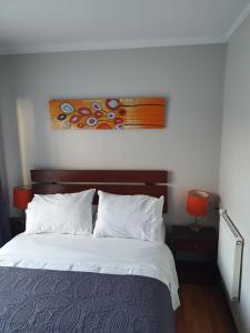 康塞普西翁德里奥旅馆的一间卧室配有一张壁画床
