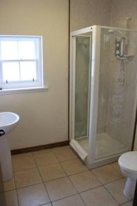 克雷格纽尔Craignure Inn的带淋浴、卫生间和盥洗盆的浴室