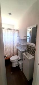 曼克拉Casa Naranja的一间带卫生间、水槽和镜子的浴室