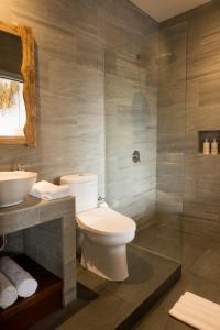 乌布Divara Ubud的浴室配有卫生间、盥洗盆和淋浴。