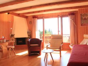 威拉尔-苏-罗伦Apartment Le Bouquetin 5 by Interhome的客厅配有沙发、椅子和壁炉