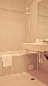 台南台南华都商务饭店的浴室配有盥洗盆和浴缸。
