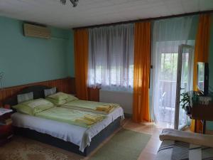 维谢格拉德佩雷茨莱伊旅馆的一间卧室设有一张床和一个大窗户
