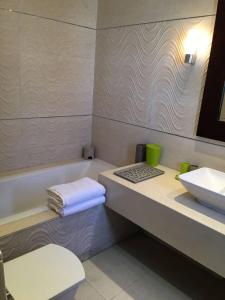 卡萨布兰卡Nice Apartment For Families- Bd Ghandi- Casablanca的一间带水槽、卫生间和镜子的浴室