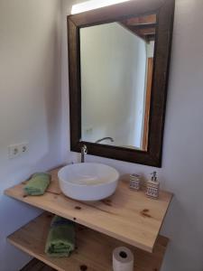 纳萨雷特Habitacion Alunita的浴室设有水槽和架子上的镜子