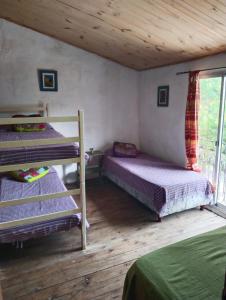 拉帕洛马Nalu的小屋内设有一间带两张双层床的卧室