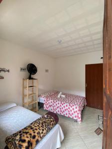 萨纳Pousada Vale do Luar的一间客房内配有两张床的房间