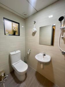 彭亨Najzara Hotel的一间带卫生间和水槽的浴室