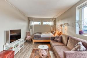 斯德哥尔摩Stockholms home away from home的客厅配有沙发和1张床