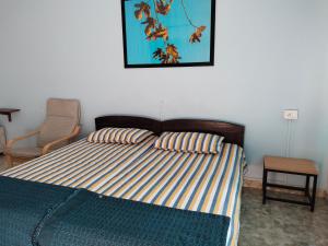 安君纳Rosetta Guesthouse的卧室配有一张床,墙上挂着一幅画
