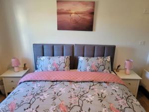 卡文Murray's Lodge: Self-Catering Accommodation.的一间卧室配有一张床和两个带灯的床头柜