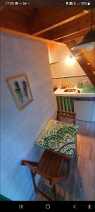 埃博森Sur tiny house的一个带水槽的房间里一张桌子和一把椅子