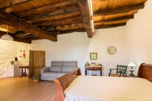 塞洛里库迪巴什图Casa Lavoura em Requeixo的一间卧室,卧室内配有一张床和一把椅子
