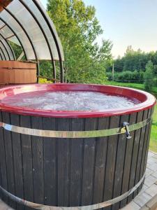 VidrižiVēverkalni的木桶里圆形的水池