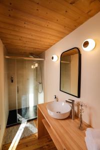 EnveitgDomaine Agricole Cotzé / Casa rural的一间带水槽和镜子的浴室