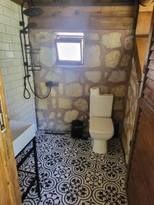 卡特佩Taş_suit的一间带卫生间和石墙的浴室