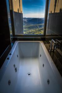 BeechmontBinna Burra Sky Lodges的带浴缸的浴室和窗户
