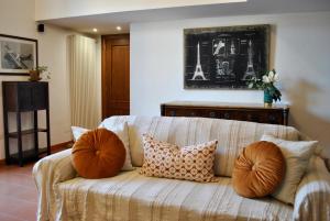 麦里托蒂那不勒Casa Cicala的客厅配有带枕头的沙发