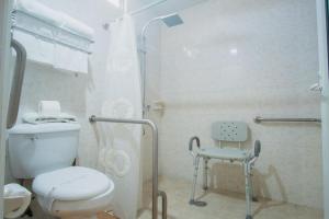 马特瓦拉Hotel del Parque的白色的浴室设有卫生间和淋浴。