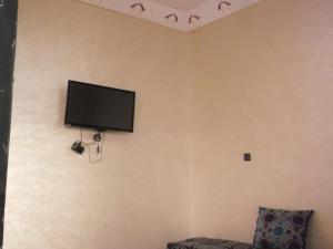 梅尔祖卡Hostel Merzouga Tifinagh的墙上的平面电视,上面有鸟儿