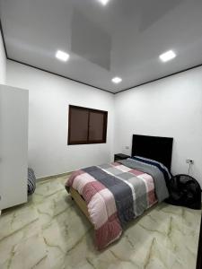 Salvador MazzaEDIFICIO BETEL的一间卧室配有一张床和一台平面电视