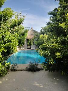 PoponguineBelle villa的享有度假村游泳池的景色