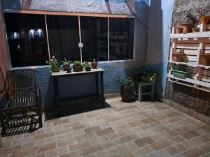 伊瓜苏Cataratas foz的一间有盆栽桌子的房间