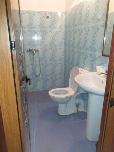 Aït TamellilGuest House Imdoukal的一间带卫生间和水槽的浴室