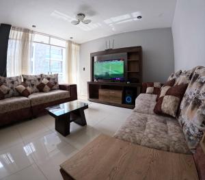 阿雷基帕Departamento amplio y bonito en Arequipa的带沙发和平面电视的客厅